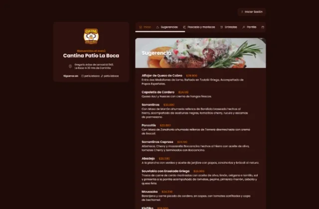 Imagen de Plataforma web bilingüe de Patio La Boca Restaurant
